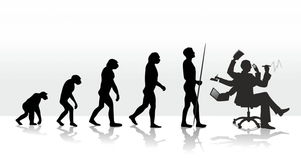 evolución humana hombre sentado